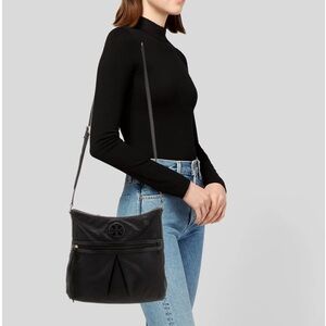 Tory Burch black nylon messenger crossbody bag